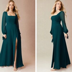 AZAZIE “Leonia” Pine Green Princess Bridesmaid Formal Dress Size 14 New Tags
